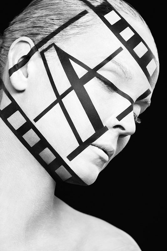 Black and White Portraits of Faces Painted Black and White (11)