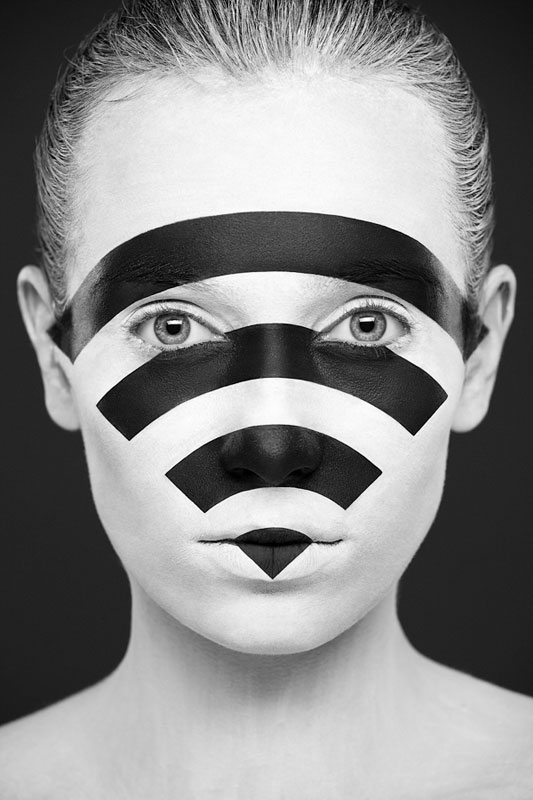 Black and White Portraits of Faces Painted Black and White (3)