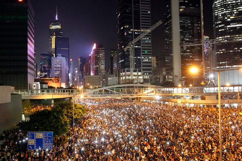 hong kong protests aerial at night cell phones 2014 The Top 100 Pictures of the Day for 2014