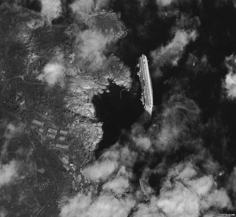 Picture of the Day: Capsized Cruise Ship Costa Concordia from Space