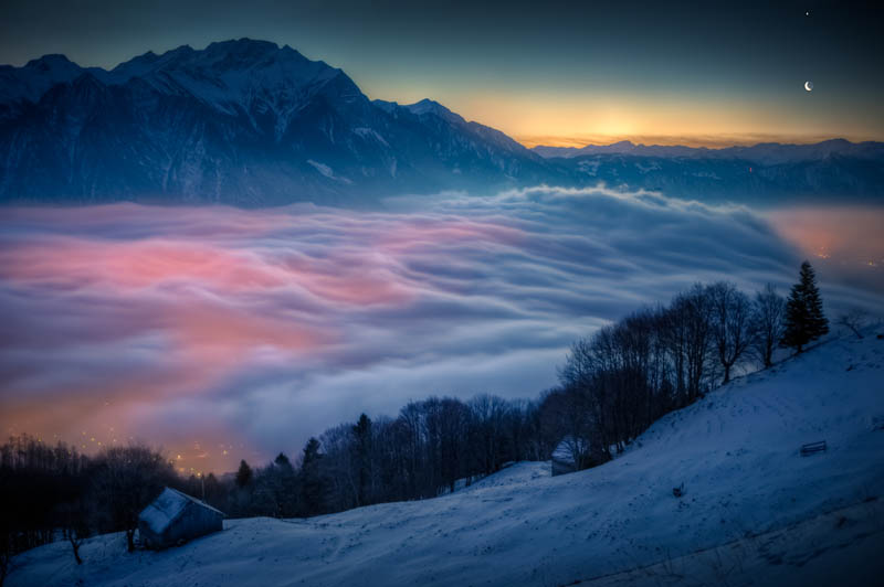Picture of the Day: Moon and Venus Over Switzerland
