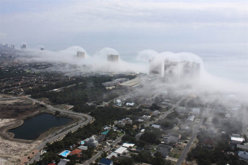 Dramatic Fog Rolls Over High-Rise Condos on the Florida Coastline
