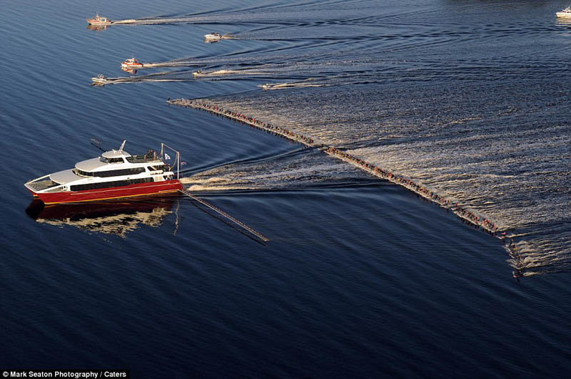 Picture of the Day: One Boat and 145 Water-Skiers