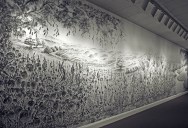 Massive Mural Drawn Live Using Only Hands and Charcoal
