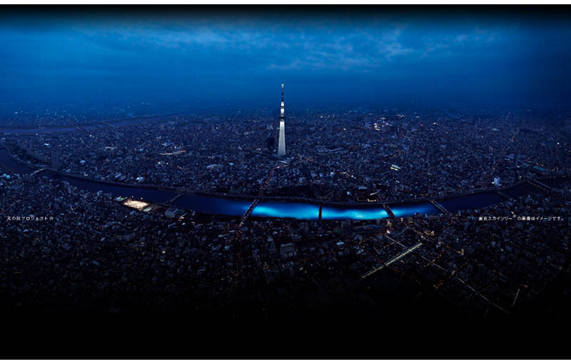 100,000 Blue Orbs Floating Down a River in Tokyo