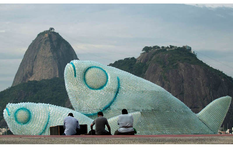 Giant Fish Sculptures Made from Discarded Plastic Bottles