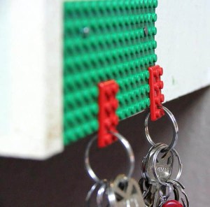 use lego board and pieces as key holder at home