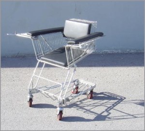 turning a shopping cart into a rolling chair