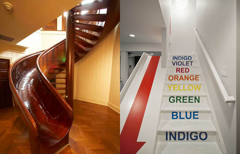 10 Awesome Stairs With Slides, Wooden Spiral Staircase With Sliders