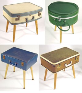 using old luggage as side tables