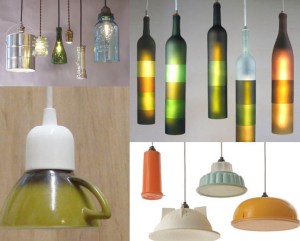 light fixtures made from wine bottles ceramic mugs buckets and bowls