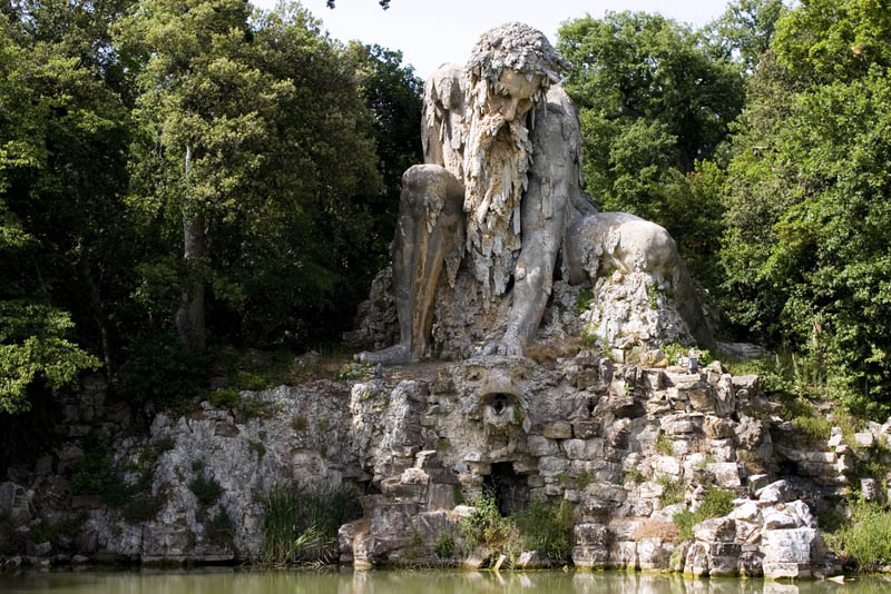 giant rock sculpture by giambologna at villa di pratolino