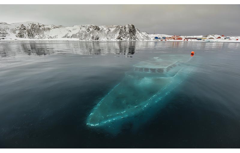 Picture of the Day: A Sunken Boat in the Antarctic