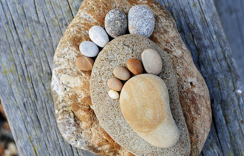 Adorable Footprints Made from Stones