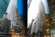 Vertically-Sliced Timelapse Photos of Buildings at Sunset