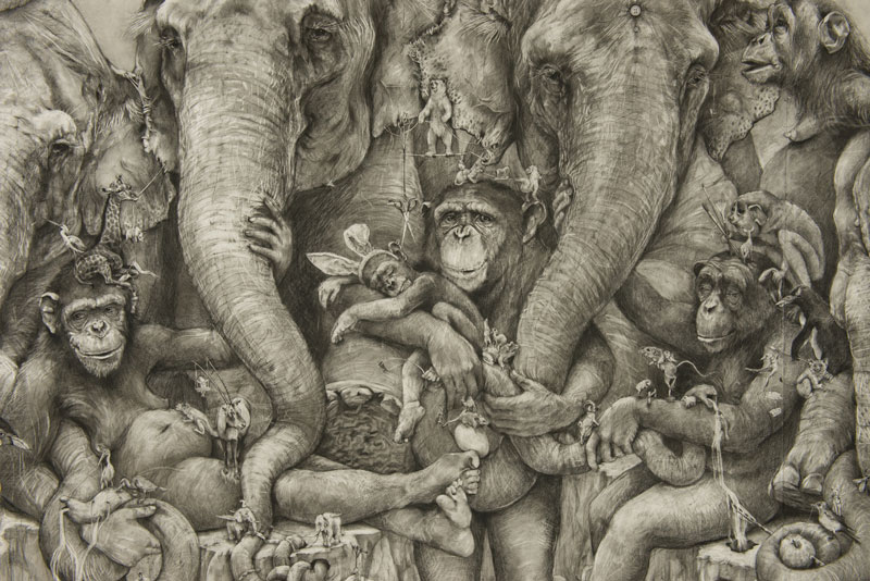 Adonna Khare's Amazing 288 sq ft Elephants Mural Drawn by Pencil