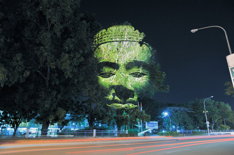 Haunting 3D Images Projected Onto Trees