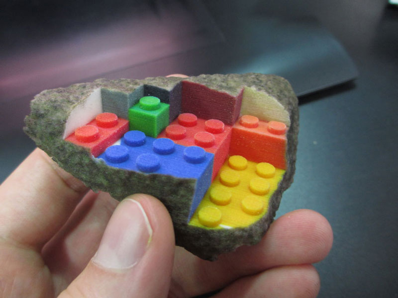 3D Printed LEGO Block Blended into a Chipped Step