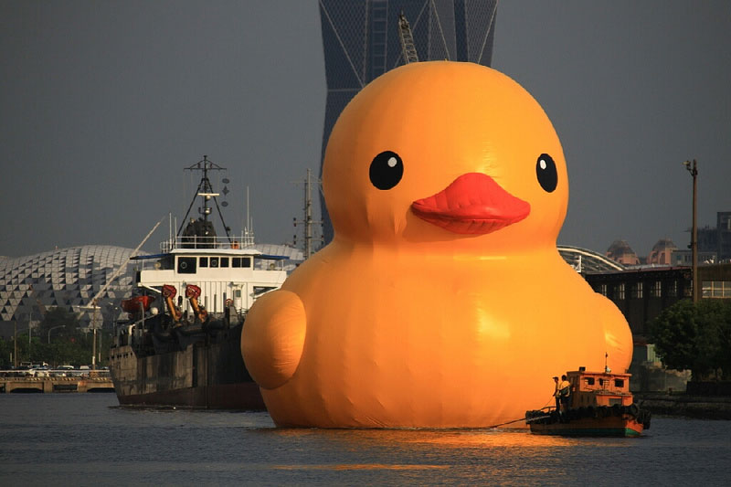 60 ft Rubber Duck Floats into Taiwan