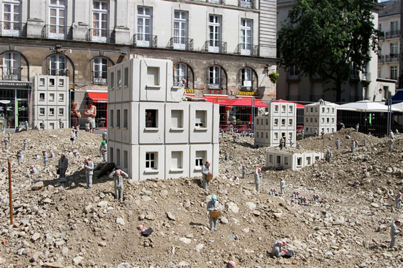 Isaac Cordal's Miniature City in Ruins Installation in Nantes, France