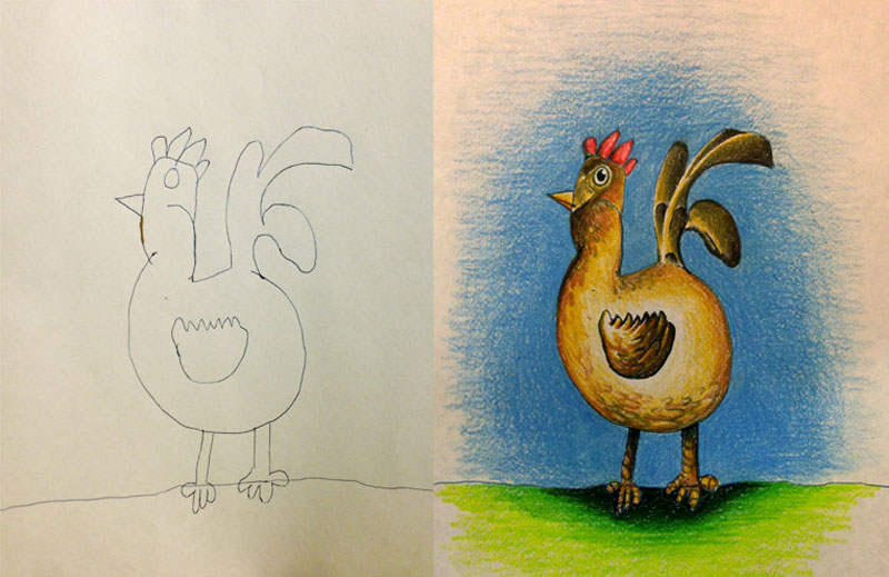 These Kids Let Their Dad Color their Drawings. This was the Result