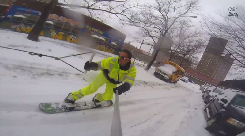 What Do You Do After a Snowstorm in New York City? Go Snowboarding