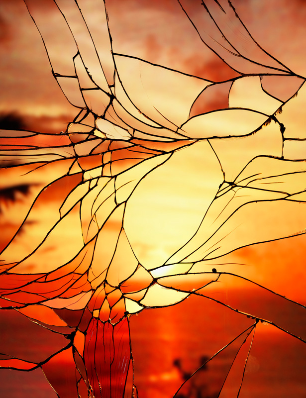 Shattered Mirror Sunset Reflections That Look Like Stained Glass Windows