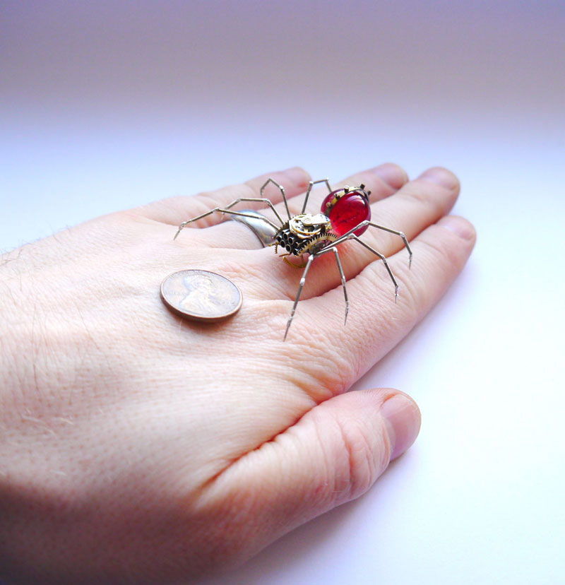 Mechanical Insects Made from Old Watch Parts and Discarded Objects