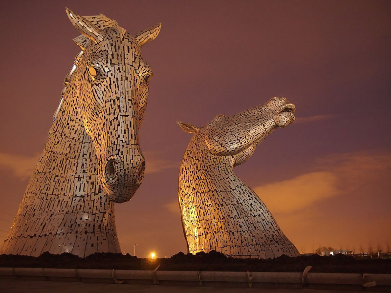 The Kelpies: Scotland’s 100 ft Horse-Head Sculptures
