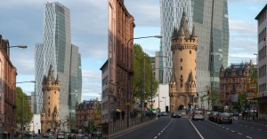 old tower in front of modern high rise frankfurt germany 2 old tower in front of modern high rise frankfurt germany (2)