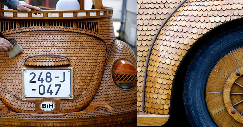This Guy Used 50,000 Pieces of Wood and Made Himself a Wooden Beetle