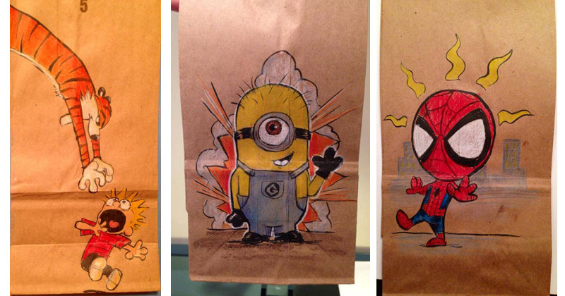 This Dad Has Drawn on His Son's Lunch Bag Every Day for 2 Straight Years