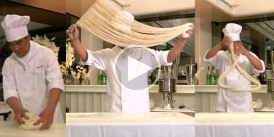 Master Chef Turns Lump of Dough Into Hundreds of Noodles