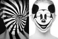 Black and White Portraits of Faces Painted Black and White