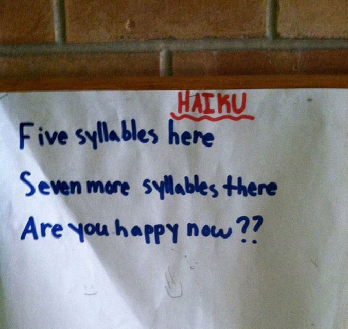 Teacher Asks Students to Write Haikus, This Kid Wins
