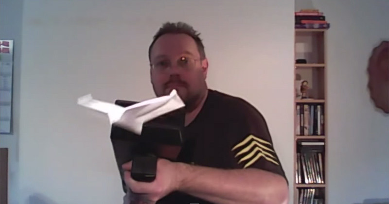 Guy Builds Machine Gun that Folds and Shoots Paper Airplanes