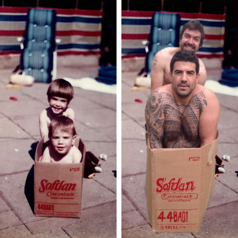 brothers recreate childhood photos for parents wedding anniversary (2)