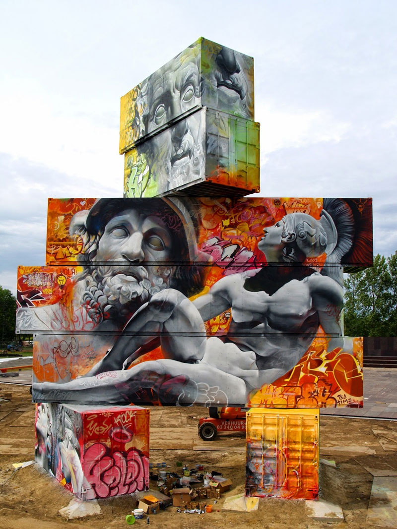shipping container gods graffiti street art by pichi and avo north west walls belgium 2014 (5)