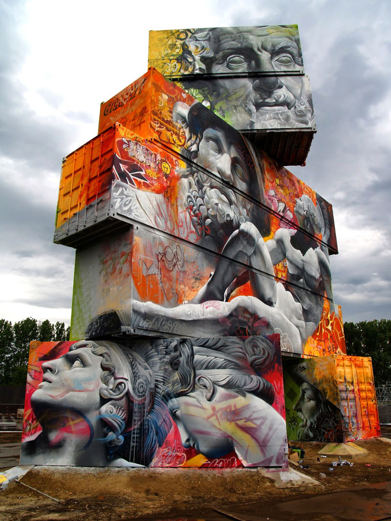 shipping container gods graffiti street art by pichi and avo north west walls belgium 2014 (6)