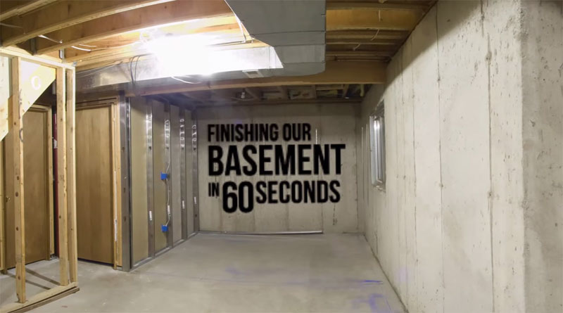 Basement Reno Timelapse: Unfinished to Finished in 60 Seconds