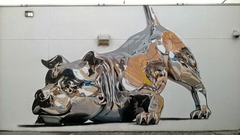 chrome dog mural by bikismo art basel miami 2014 (1)