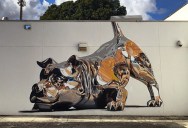 Jaw-Dropping Chrome Dog Mural is 100% Spray Paint