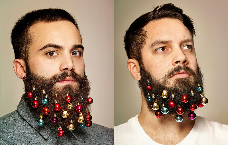 Festive Baubles Turn Beards Into Christmas Trees