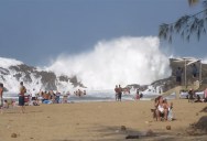 This Beach Has a Natural Rock Barrier. When Ocean Waves Crash Things Get Awesome