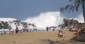 huge waves crashing against rocks beach playa puerto nuevo in bega baja puerto rico huge waves crashing against rocks beach playa puerto nuevo in bega baja puerto rico