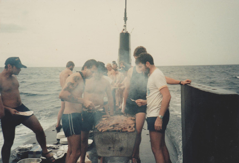 barbecuing on top of a moving submarine Picture of the Day: Barbecuing On Top of a Moving Submarine