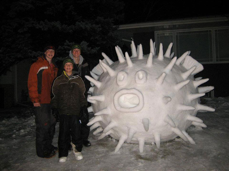 Every Year These Brothers Make a Giant Snow Sculpture on their Front Lawn (2)
