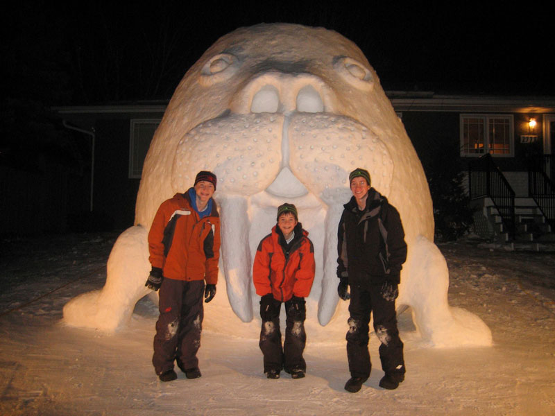 Every Year These Brothers Make a Giant Snow Sculpture on their Front Lawn (4)