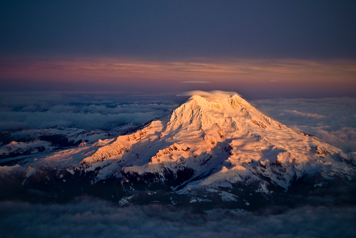 mt-rainier-from-above at sunset