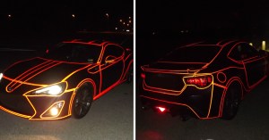 this guy made a tron car using reflective vinyl tape 9 this guy made a tron car using reflective vinyl tape (9)